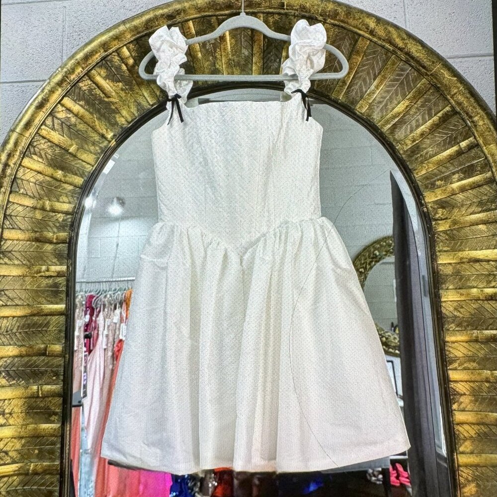 Ivory white short dress wedding rehearsal, bridal shower, party, or dance
